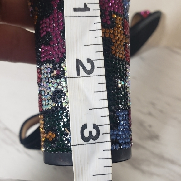 INC International Concepts Lexi Black Open Toe Buckle Rhinestone Puzzle Heels 5M - Picture 11 of 11